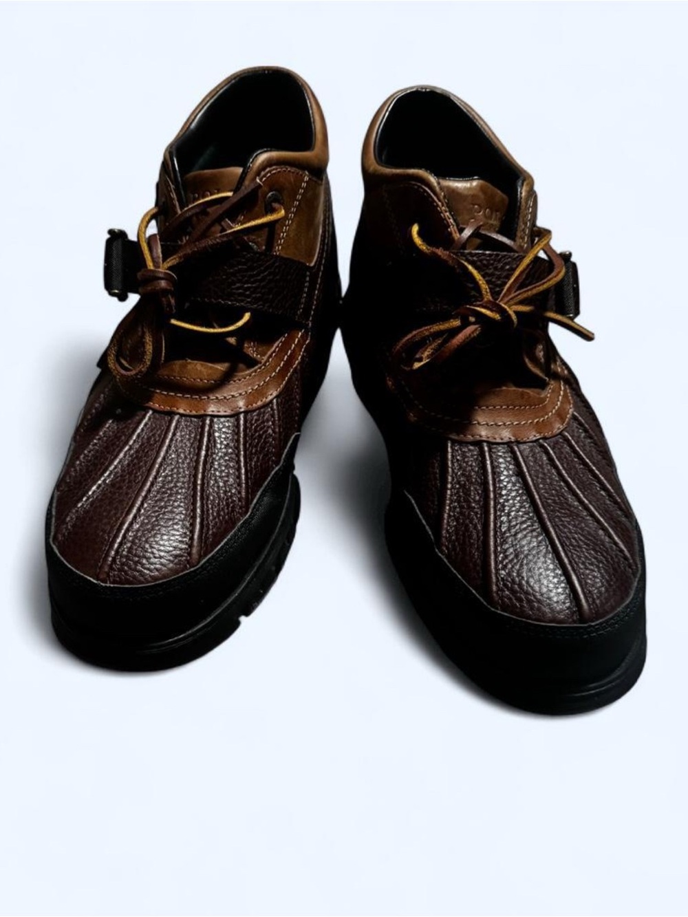 Polo by Ralph Lauren Brown Leather Duck Boots with Black Soles